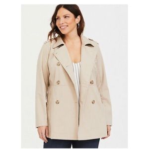 Tan Twill Trench Coat with Belt